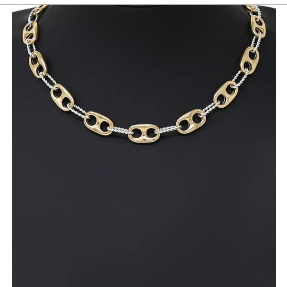 Elegant Gold and Silver Chain Necklace